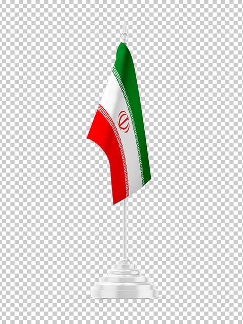 عکس پرچم تشریفاتی ایران ایستاده PNG