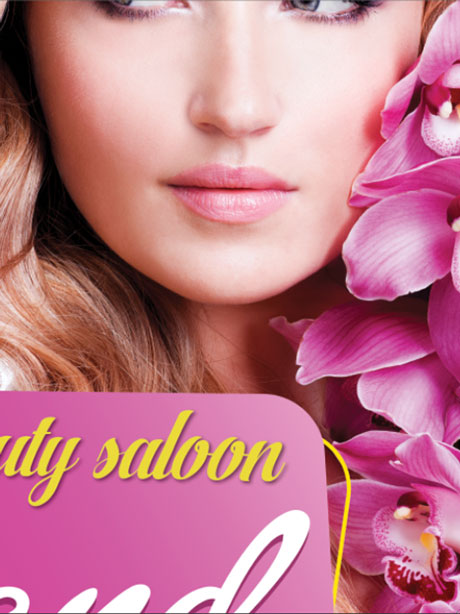 طرح برچسب روی شیشه آرایشگاه زنانه